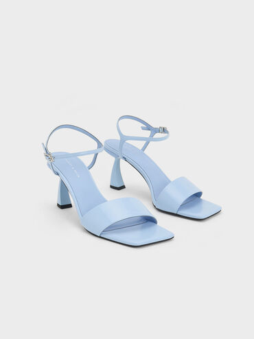 Sandal Curved Heel Open Toe, Blue, hi-res