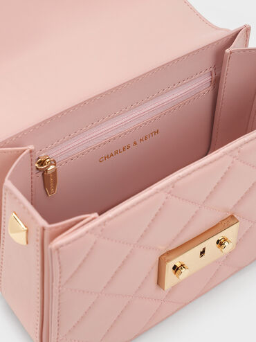 Tas Chain-Handle Quilted Alva, Light Pink, hi-res