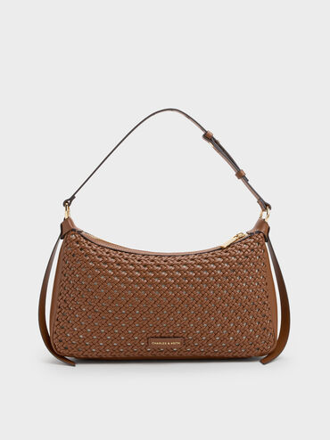 Tas Bahu Woven Calla, Chocolate, hi-res