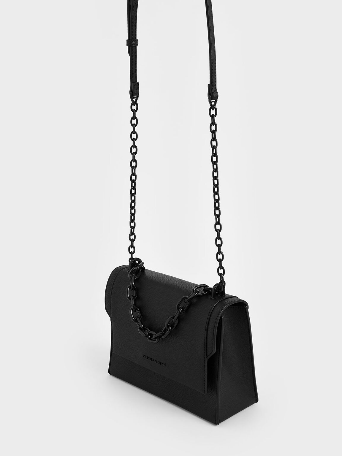 Chain Handle Evening Bag, Ultra-Matte Black, hi-res