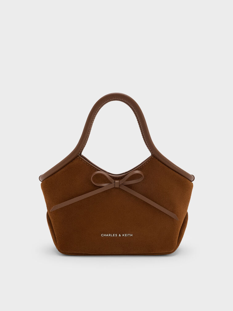 Hazel Bow Tubular Top Handle Bag, Pecan Brown, hi-res