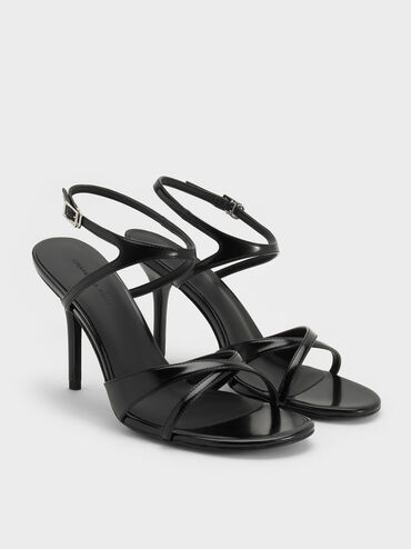 Crossover Stiletto Sandals, Black Box, hi-res