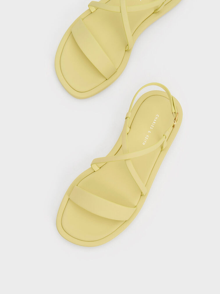 Sandal Flat Strappy Crossover, Lime, hi-res