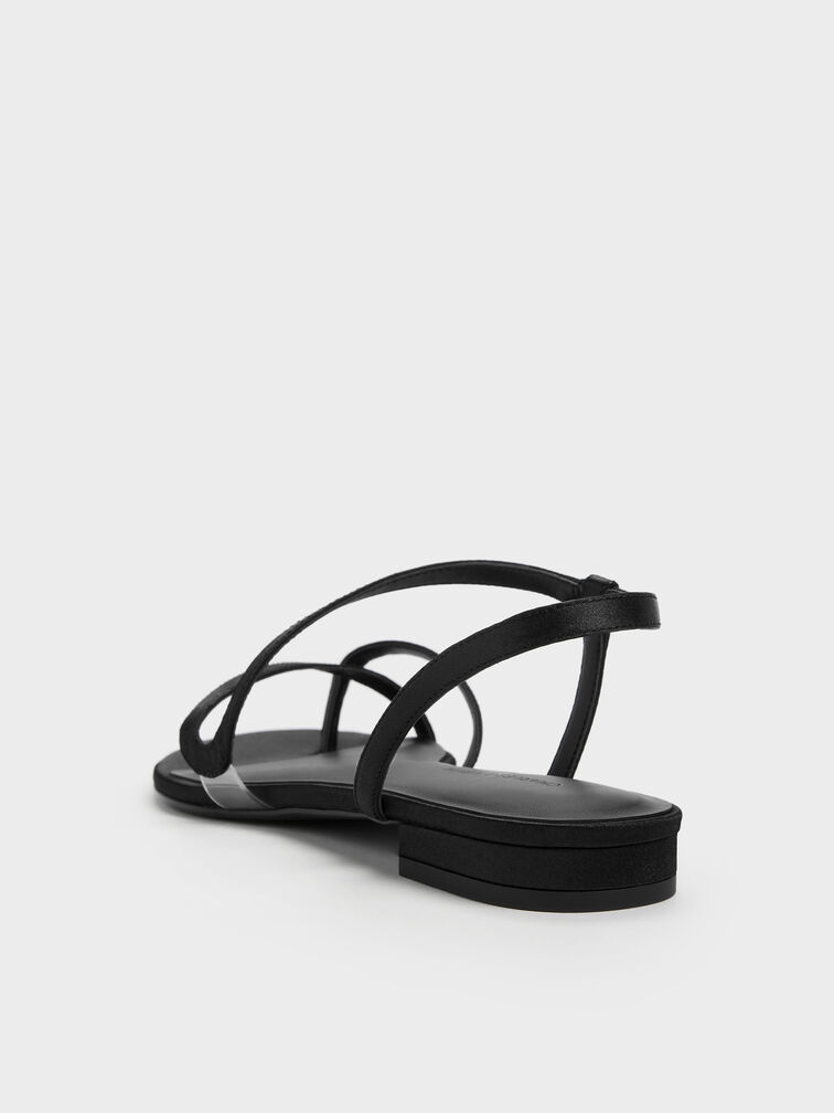 Sandal Toe-Ring Arden Wavy Satin, Black Textured, hi-res