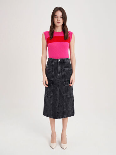 Sepatu Slingback Pumps Trapeze Heel Oleana See-Through, Chalk, hi-res