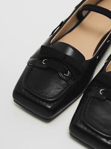 Bow Boat-Shoe Flats, Black, hi-res