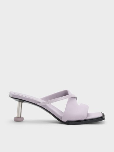 Crossover Sculptural Heel Sandals, Lilac, hi-res
