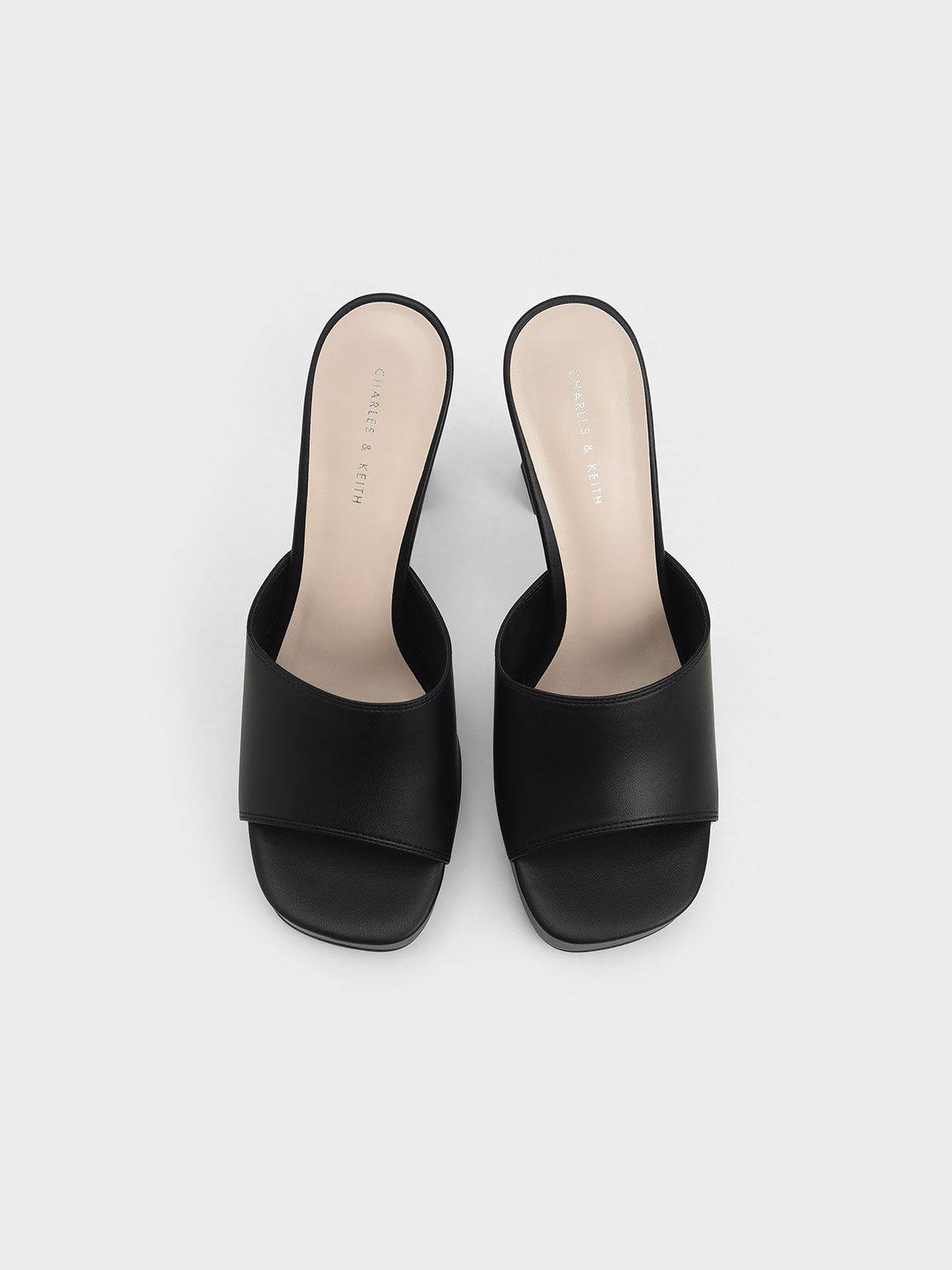 Sepatu Platform Mules Block Heel, Black, hi-res
