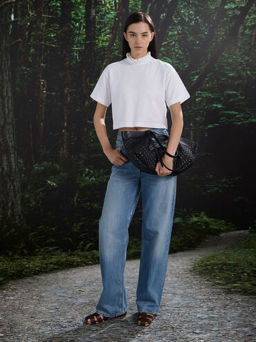 Tas Tote Woven Calla, Black, hi-res