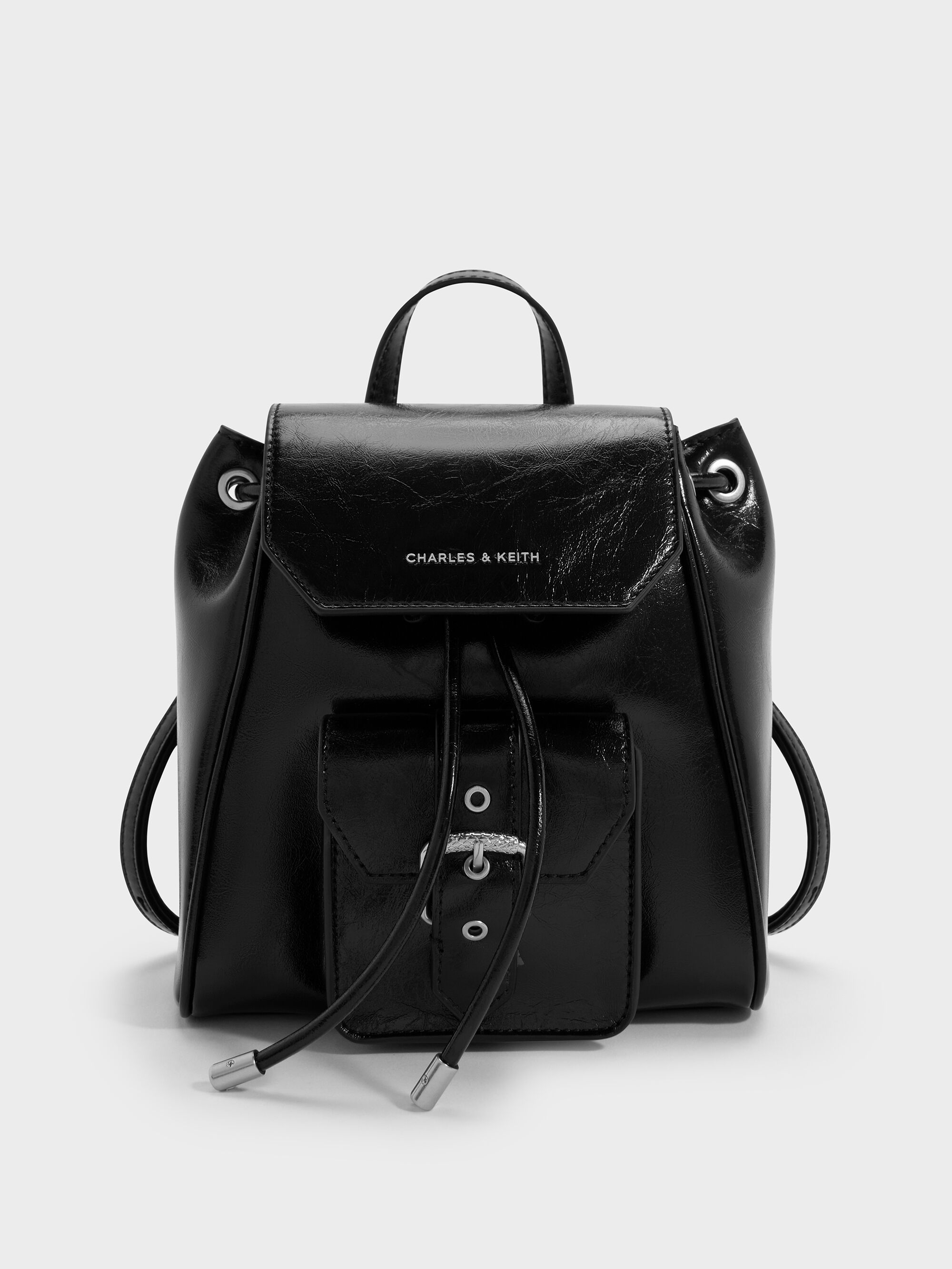 Noir Blaise Front-Pocket Drawstring Backpack - Noir - Bags