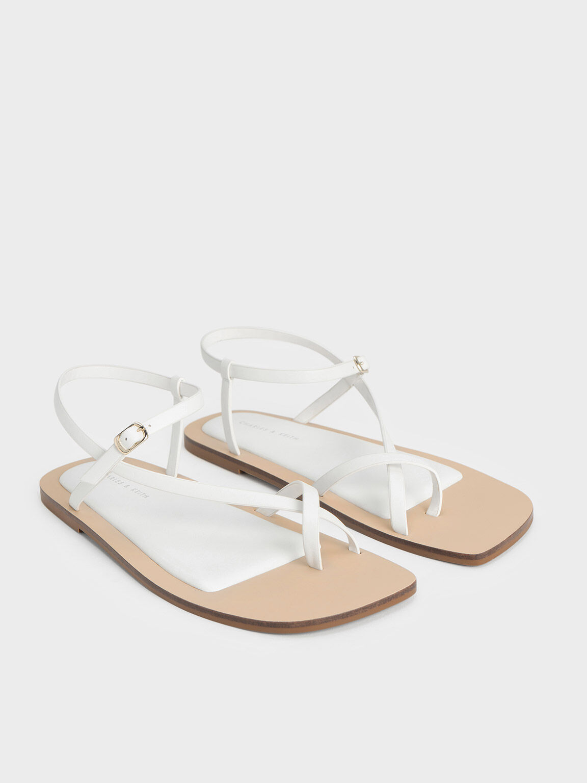 Sandal Toe Ring Textured Asymmetric, White, hi-res