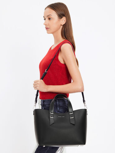 Tas Hobo Double Handle, Black, hi-res