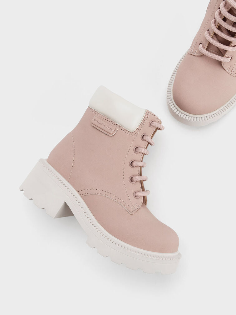 Sepatu Ankle Boots Girls' Side-Zip, Blush, hi-res