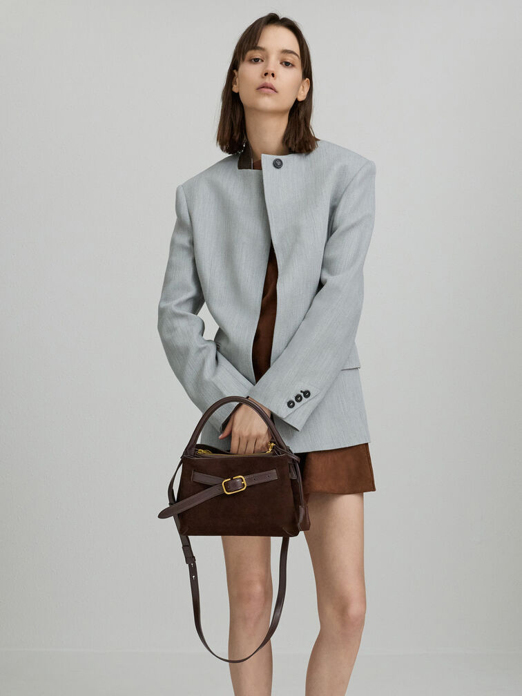 Tas Top Handle Victoria Belted, Espresso Brown, hi-res