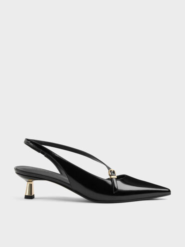 Sepatu Pumps Slingback D'Orsay Asimetris, Black Box, hi-res