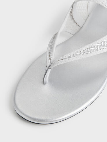 Sandal Slingback Thong Mesh Ellory, Silver, hi-res