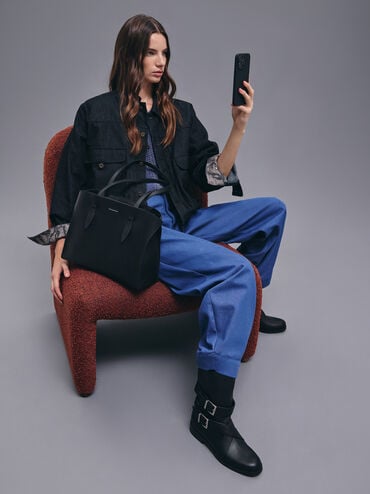 Tas Tote Elongated-Handle Allyn, Noir, hi-res