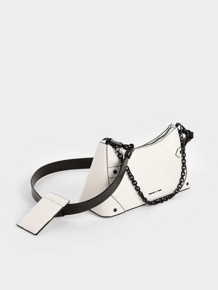 Chain Handle Bag, White, hi-res