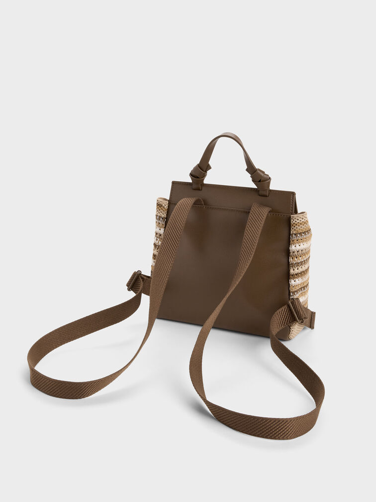 Tas Ransel Knitted Multi-Stripe Girls' Ida, Multi Brown, hi-res