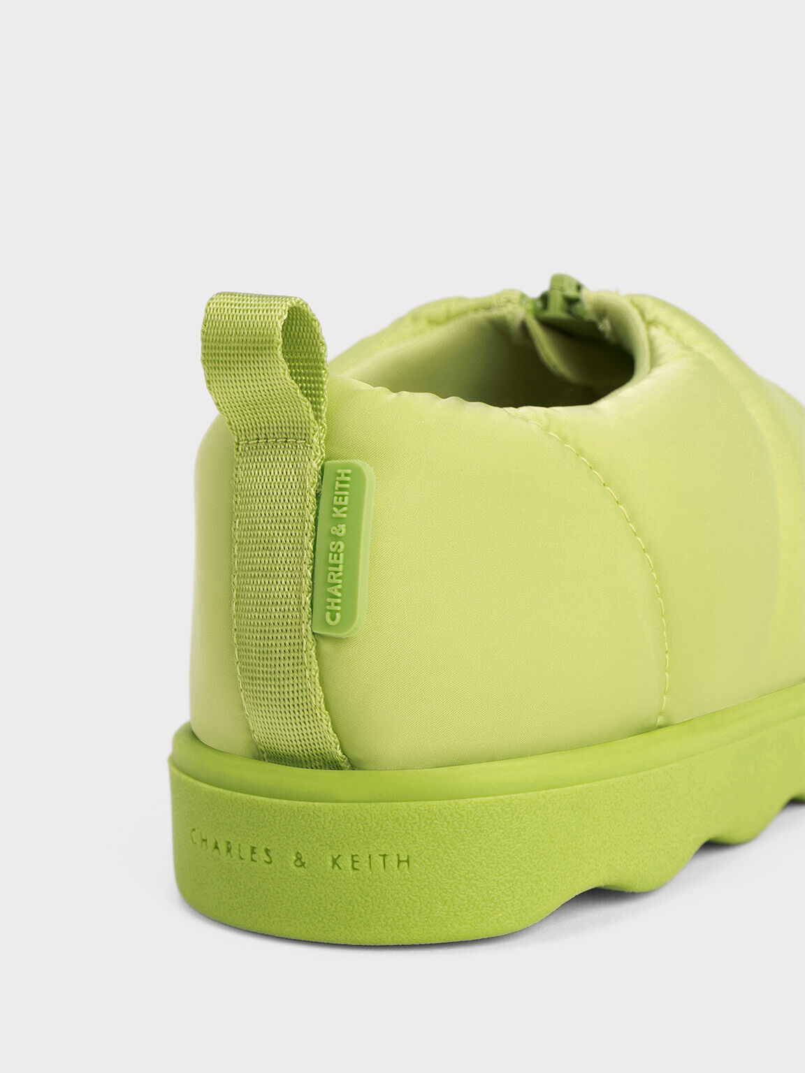 Girls' Puffy Nylon Panelled Loafers, Lime, hi-res
