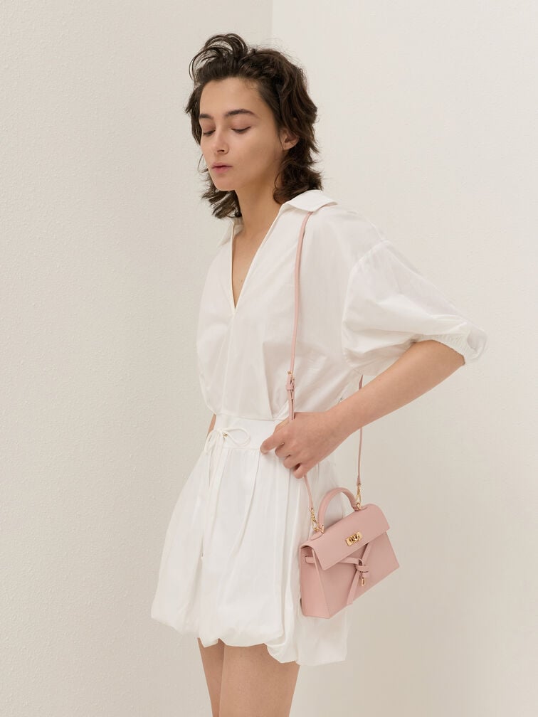 Tas Top Handle Knotted-Belt Tricha, Pink, hi-res