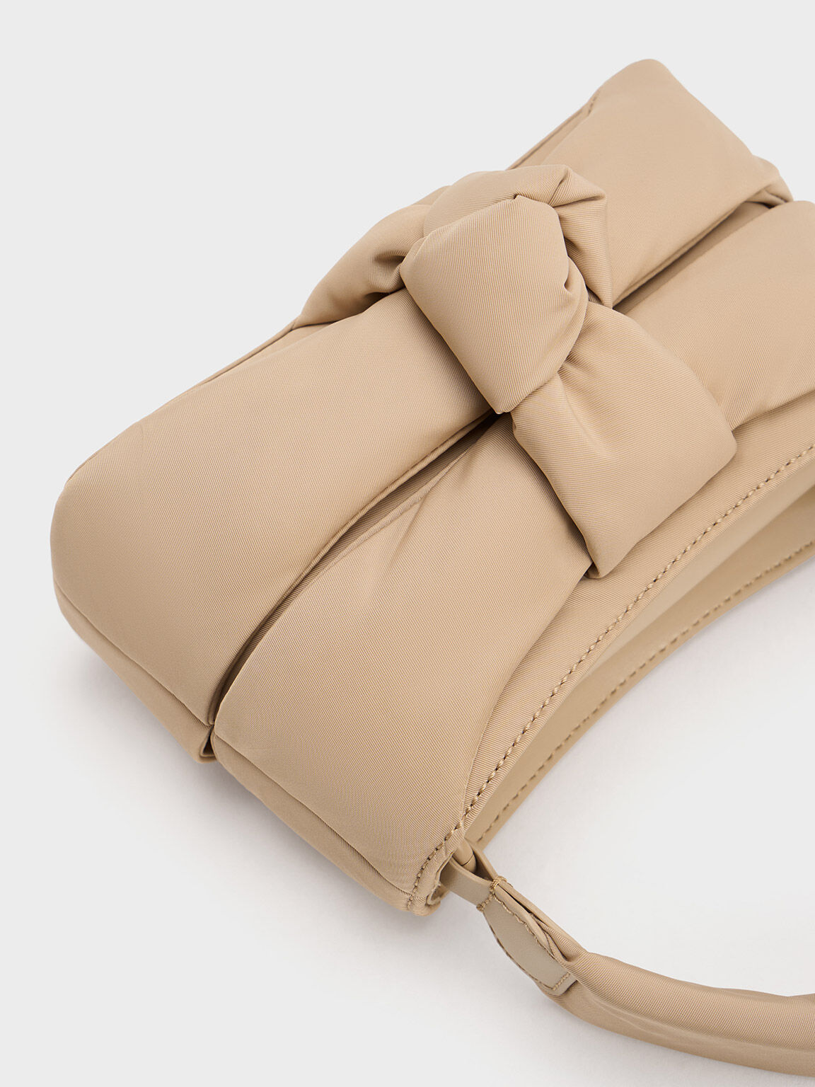 Puffy Nylon Top Handle Bag, Nude, hi-res