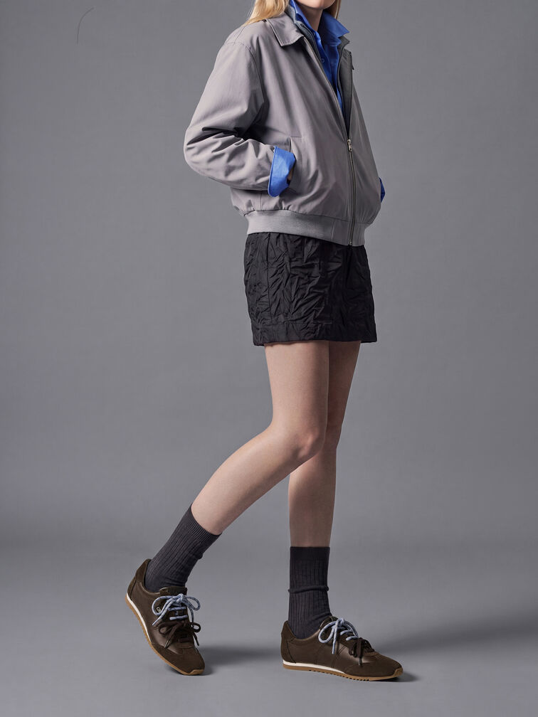 Sepatu Sneakers Jace Leather & Suede, Dark Brown, hi-res