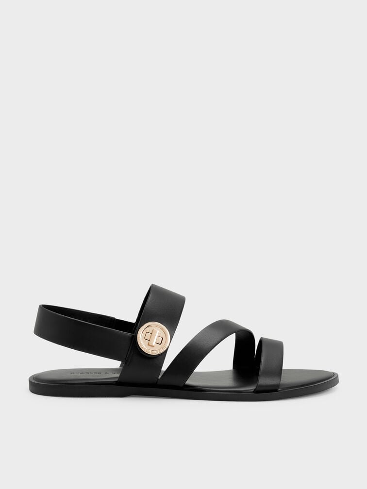 Sandal Strappy Turn Lock Yara, Black, hi-res