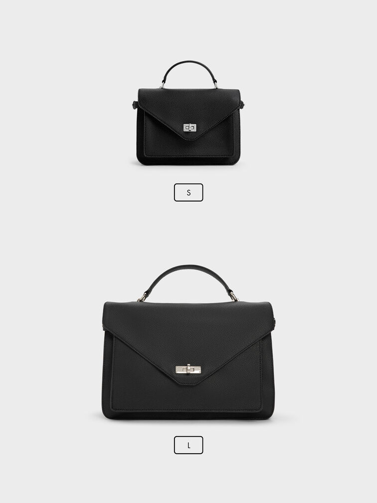 Chance Turn-Lock Top-Handle Bag, Noir, hi-res