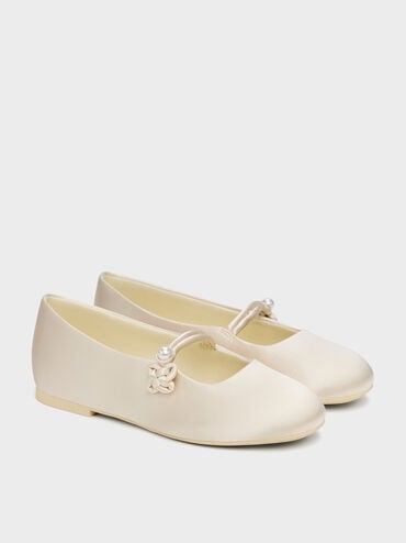 Girls' Orinda Knot-Pearl Mary Jane Flats, Butter, hi-res