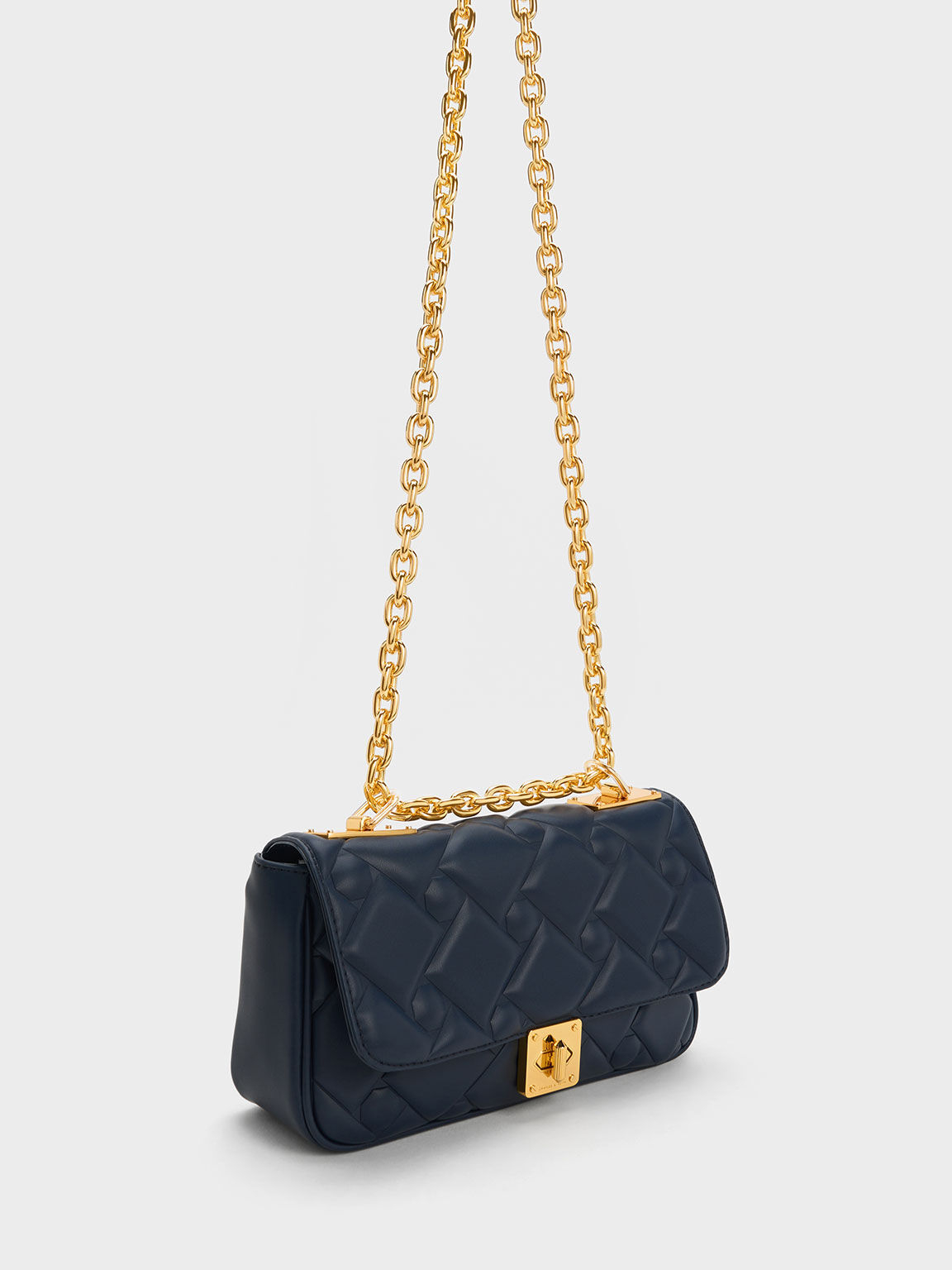 Tas Quilted Chain Tillie, Navy, hi-res