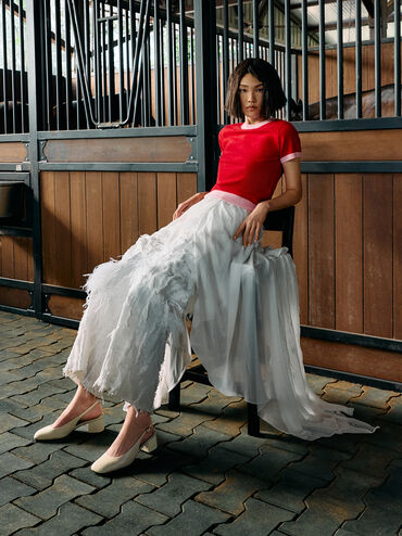 Sepatu Pumps Slingback Danni Patent, Chalk, hi-res