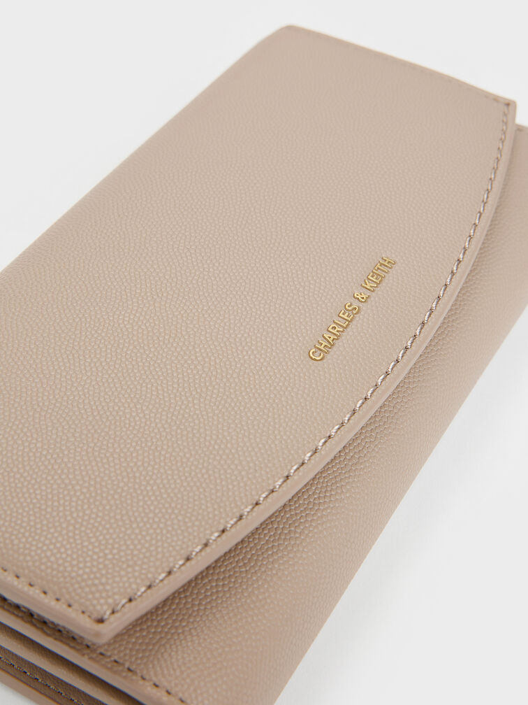 Dompet Long Curved Flap Briony, Taupe, hi-res