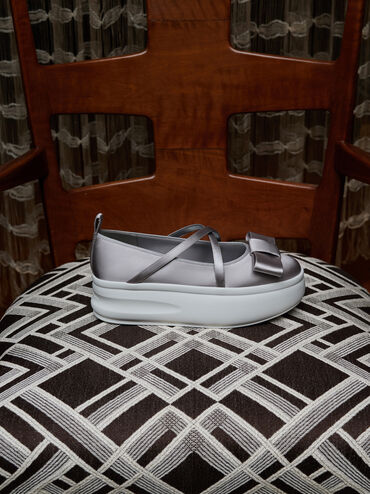 Sepatu Mary Janes Platform Bow Brantley, Grey, hi-res