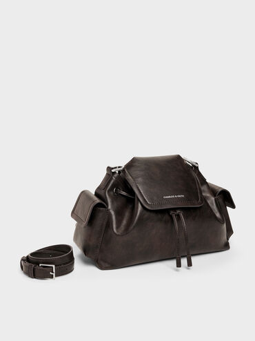 Tas Bucket Side-Pocket Noane, Dark Brown, hi-res