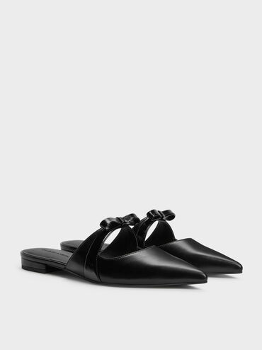 Kaleen Pointed Mules, Black, hi-res