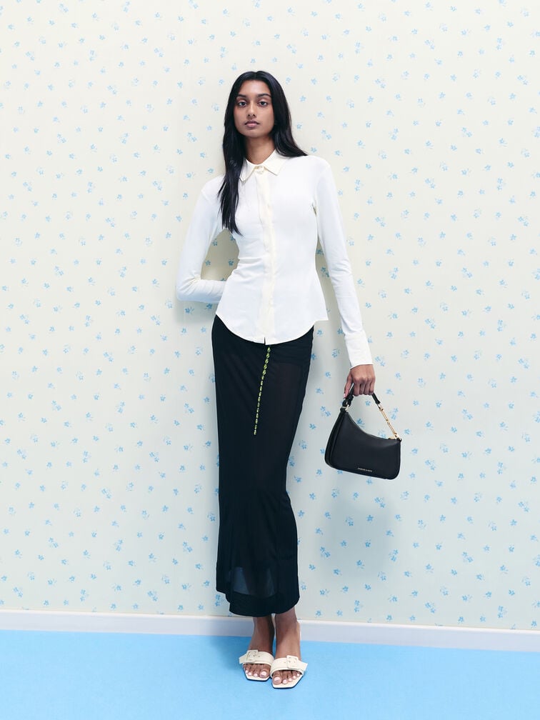 Mini Agatha Chain-Accent Shoulder Bag, Black, hi-res