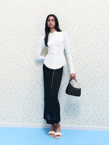 Mini Agatha Chain-Accent Shoulder Bag, Black, hi-res