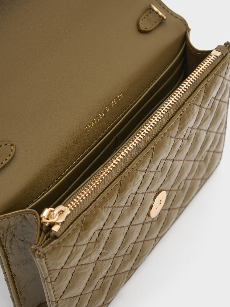 Clutch Duo Envelope Quilted, Khaki, hi-res