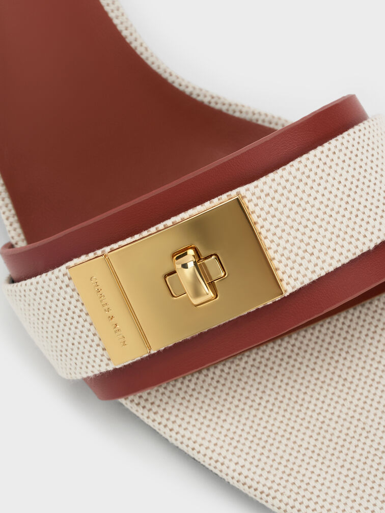 Sepatu Mules Kitten-Heel Aelin Canvas, Multi, hi-res