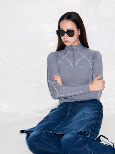 Kacamata Butterfly Recycled Acetate Wide-Frame, Black, hi-res