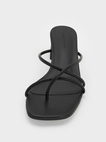Sandal Block-Heel Toe-Ring Strappy, Black, hi-res