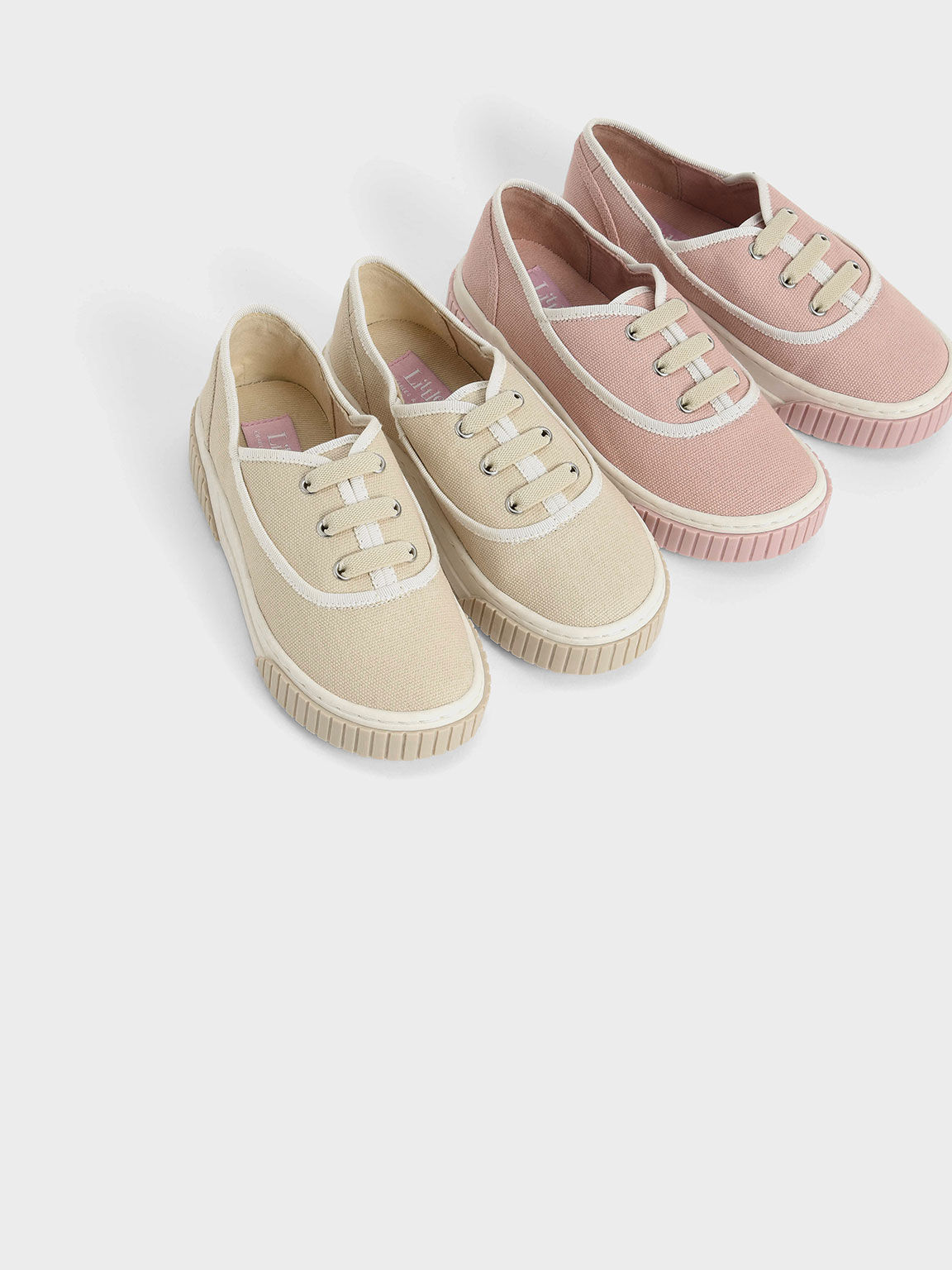 Girls' Canvas & Cotton Slip-On Sneakers, Chalk, hi-res