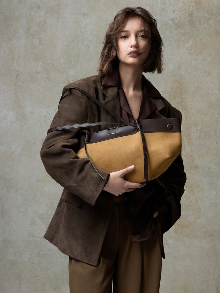 Calla Faux Suede Tote Bag, Sahara Sand, hi-res