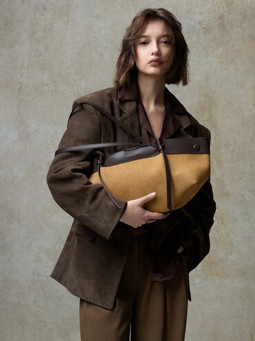 Calla Faux Suede Tote Bag, Sahara Sand, hi-res