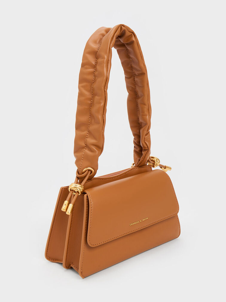Tas Trapeze Cosette Ruched-Handle, Chocolate, hi-res