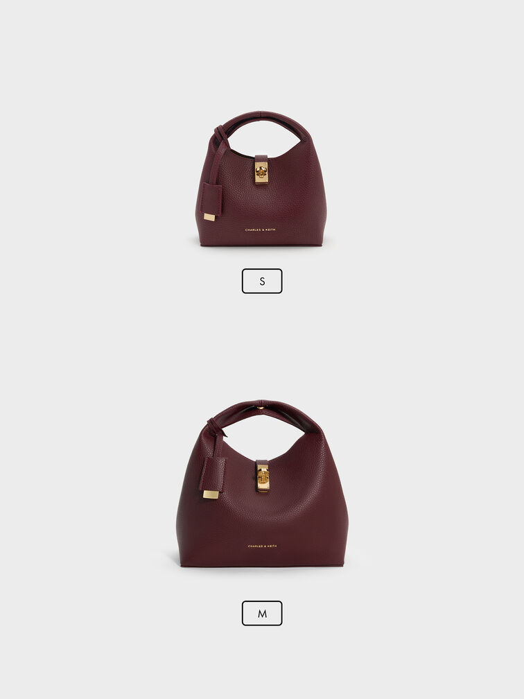 Chance Turn-Lock Bucket Bag, Wineberry Red, hi-res