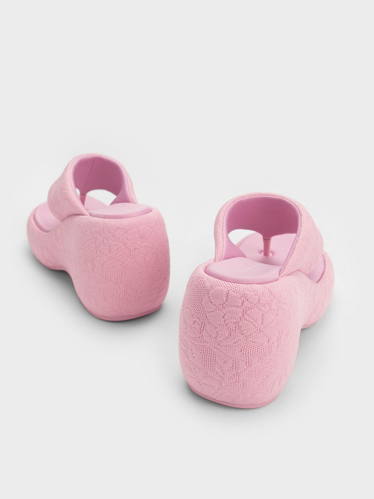 Sepatu Wedges Noemi Knitted Platform, Pink, hi-res