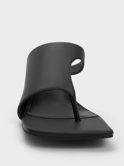 Sandal Thong Cylinder Heel Thong, Black, hi-res