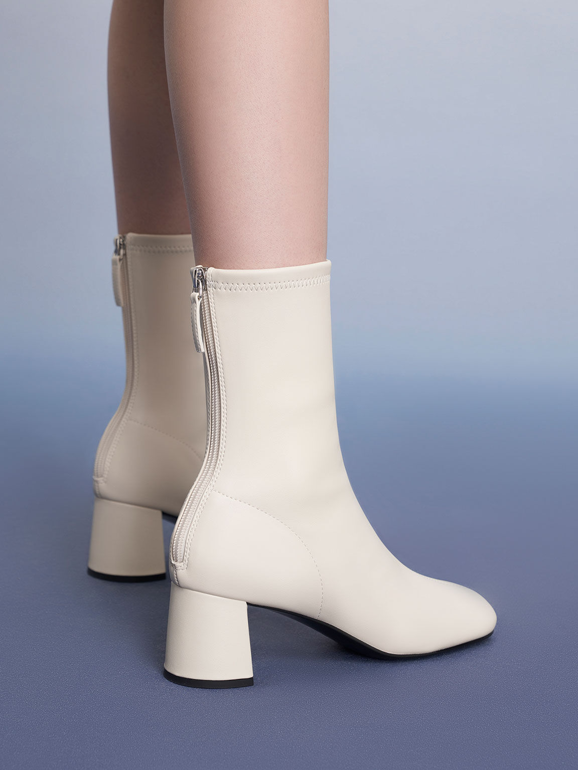 Sepatu Boots Ankle Round -Toe Zip-Up, Chalk, hi-res